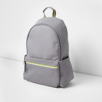 Grey textured pocket backpack